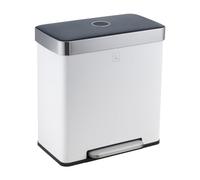 SVITA LT2X30 - Poubelle à pédale - 60 l - 2 compartiments de 30 litres chacun - Autonome, avec couvercle à fermeture douce et seau intérieur - Blanc