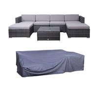 SVITA LUGANO Salon de jardin Set avec housse de protection Meuble de jardin Canapé de jardin Gris