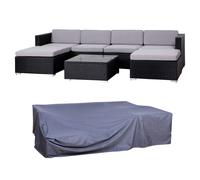 SVITA LUGANO Salon de jardin Set avec housse de protection Meuble de jardin Canapé de jardin noir