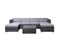 SVITA LUGANO Salon en poly rotin Set de meubles de jardin Lounge de jardin Canapé de jardin Gris