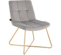 SVITA LYNN Fauteuil de salon Fauteuil de cocktail Fauteuil club Fauteuil rembourré sans accoudoirs Pieds dorés Garniture en velours Gris