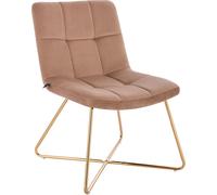SVITA LYNN Fauteuil lounge Fauteuil cocktail Fauteuil club Fauteuil rembourré sans accoudoirs Pieds dorés Garniture velours Beige