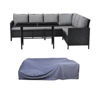 SVITA MADISON Set Rotin Meuble de Jardin Hotte Polyrattan Lounge noir