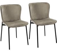 SVITA MARY Lot de 2 chaises de salle à manger avec rembourrage en velours taupe/noir