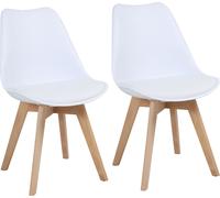 SVITA MATS Lot de 2 chaises de salle à manger Chaises de cuisine bois dossier similicuir blanc