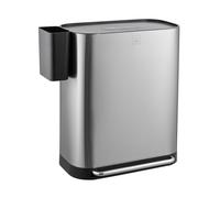 SVITA MLT2X30 Poubelle 2 x 30 L, poubelle à pédale, 60 L avec 2 compartiments avec compartiment supplémentaire, autonome avec couvercle, incl. seau intérieur pour cuisine en argent