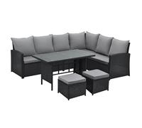 SVITA Monroe Garden Lounge Set Polyrattan Lounge Meubles de jardin noir