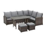 SVITA Monroe Garten-Lounge Set Meubles de jardin en polyrattan Lounge Groupe de jardin brun