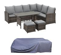 SVITA MONROE Set Rotin Meuble de Jardin Hotte Polyrattan Lounge brun