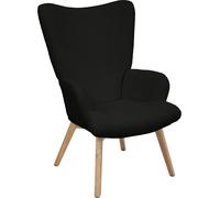 SVITA OLAV Fauteuil à oreilles Fauteuil relax Accoudoirs Dossier haut moderne Noir