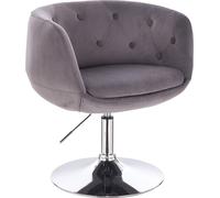 SVITA PANAMA Chaise de salon Fauteuil de cocktail gris aspect velours Pied pivotant