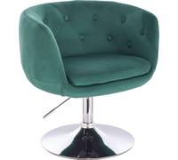 SVITA PANAMA Chaise de salon Fauteuil de cocktail vert foncé aspect velours Pied pivotant
