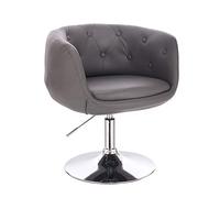 SVITA Panama Chaise de salon rembourrée, style rétro, fauteuil à cocktail, pieds plats (gris, cuir synthétique)