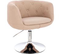 SVITA PANAMA Chaise de salon rétro Fauteuil de cocktail Noir Tissu Pied à disque Beige
