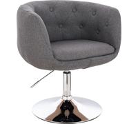 SVITA PANAMA Chaise de salon rétro Fauteuil de cocktail Noir Tissu Pied à disque Gris