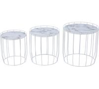 SVITA PASI Set de 3 tables d'appoint tables basses rondes blanc