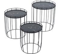 SVITA PASI Set de 3 tables d'appoint tables basses rondes Noir