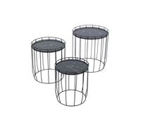 SVITA PASI Side Table Set de 3 tables d'appoint tables basses rondes Noir