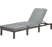 SVITA PEACH Chaise longue de jardin Chaise longue de relaxation Coussin pliable Polyrattan Gris
