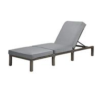 SVITA Peach Chaise Longue de Jardin en polyrotin avec 5 Positions Dossier réglable Gris