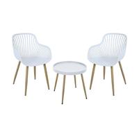 SVITA PHILLY groupe de sièges ensemble de meubles de balcon 3 pièces blanc/aspect bois