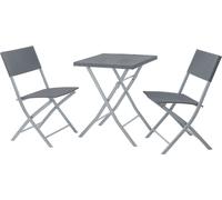 SVITA Poly-Rattan Bistro-Set Ensemble de balcon Meuble pliant Chaise Table Meubles de jardin Gris