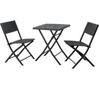 SVITA Poly-Rattan Bistro-Set Ensemble de balcon Meubles pliants Chaise Table Meubles de jardin Noir