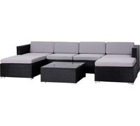 SVITA Poly Rotin Lounge Noir Lugano Salon de jardin