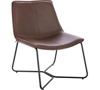 SVITA RON Fauteuil lounge Fauteuil club sans accoudoirs Structure métallique aspect cuir brun