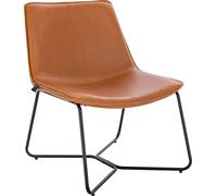 SVITA RON Fauteuil lounge Fauteuil club sans accoudoirs Structure métallique aspect cuir Cognac