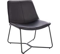 SVITA RON Fauteuil lounge Fauteuil club sans accoudoirs Structure métallique aspect cuir noir