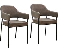SVITA SCARLETT Chaise de salle à manger set de 2 fauteuils Chaise rembourrée tissu brun