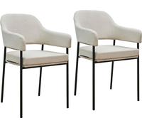 SVITA SCARLETT Chaises de salle à manger, set de 2 chaises avec accoudoirs Chaise rembourrée en tissu blanc