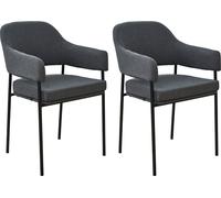 SVITA SCARLETT Lot de 2 chaises de salle à manger Chaise avec accoudoirs Chaise rembourrée Tissu Gris