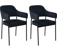 SVITA SCARLETT Lot de 2 chaises de salle à manger Chaise avec accoudoirs Chaise rembourrée velours noir