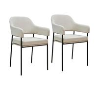 SVITA SCARLETT Chaises de salle à manger, set de 2 chaises avec accoudoirs Chaise rembourrée en tissu blanc