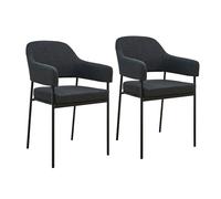 SVITA Scarlett Lot de 2 chaises de salle à manger rembourrées en tissu avec accoudoirs Noir