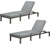 SVITA Set de 2 chaises longues de jardin PEACH Coussin pliable Polyrattan Gris