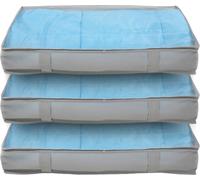 SVITA Set de 3 sacs de rangement M Commode pliable sous le lit Fenêtre de visualisation Poignées Fermeture éclair Tissu Gris clair