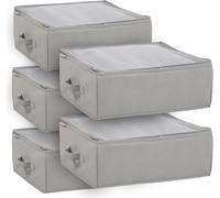 SVITA Set de 5 Sacs de rangement S Commode sous lit pliable Poignées Fermeture éclair Tissu Gris clair