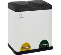 SVITA TC2X15 Poubelle de cuisine 30 litres 2x15L double Poubelle 2x1 Poubelle de tri à pédale Acier blanc