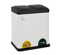 SVITA TC2X15 - Poubelle de cuisine de 30 litres, 2 x 15 l, double poubelle pour la collecte des déchets, avec seau intérieur, grand conteneur pour déchets, cuisine, salle de bain, blanc