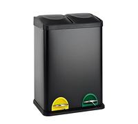 SVITA TC2X20 Seau de cuisine Office 40L Poubelle de tri sélectif Acier Noir