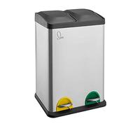 SVITA TC2X20 Lot de 2 poubelles de cuisine en acier inoxydable, à pédale, capacité 40 l, 2 x 20 l, pour tri sélectif des déchets, argenté