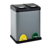 SVITA TC2X8 Poubelle 16 litres 2x8L double bac à déchets compact poubelle double poubelle de cuisine tri des déchets poubelle à pédale Gris