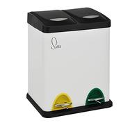 SVITA TC2X8 Poubelle à pédale 16 litres 2x8L double poubelle compacte poubelle de cuisine 2 unités pour tri des déchets pédale blanc