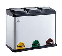 SVITA TC3X15 Lot de 3 poubelles à pédale en acier inoxydable Argenté 45 l 3 x 15 l