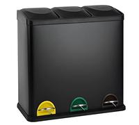 SVITA TC3X20 Poubelle à pédale 60 litres 3x20L triple XXL Poubelle à 3 compartiments Tri sélectif Poubelle de cuisine noire