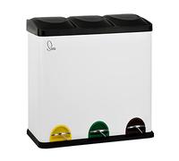 SVITA TC3X20 Poubelle à pédale 60 litres 3x20L triple XXL Poubelle à 3 compartiments Tri sélectif Poubelle de cuisine blanche