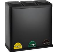 SVITA TC3X20 Poubelle à pédale 60 litres 3x20L triple XXL Poubelle à 3 compartiments Tri sélectif Poubelle de cuisine noire